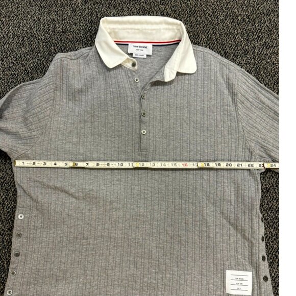$1499 Authentic THOM BROWNE Made in JAPAN Men’s Grey Polo Sweatshirt Sz.5 - Picture 7 of 12
